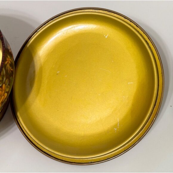 Daher Biscuit/Cookie Tin Made in England Floral Brass Finial MCM Orange - Picture 5 of 9